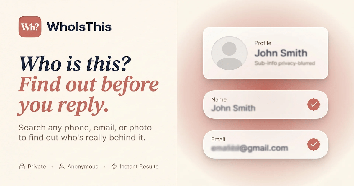 Email lookup · Who's writing you? · WhoIsThis | WhoIsThis